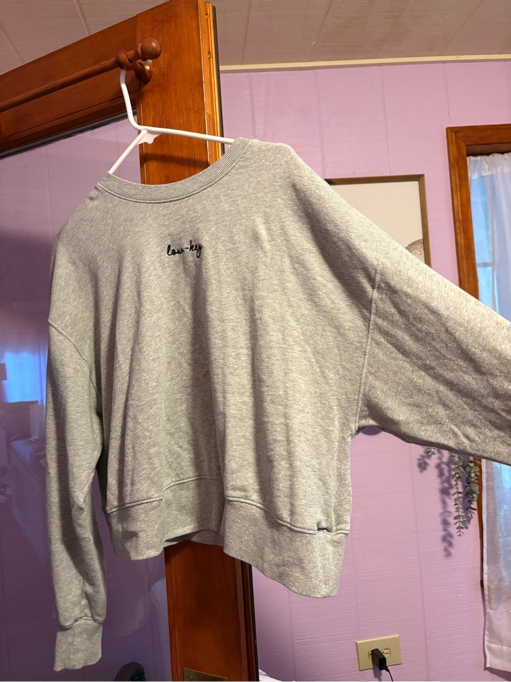 Old Navy Gray 'low-key' Crew Sweatshirt